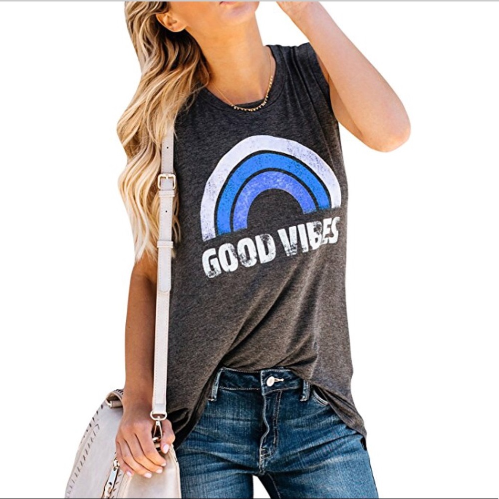 “ Good Vibes “ Retro Vintage ✌️Tank Top 🌸 - Picture 2 of 8